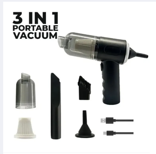 🔋 High-Power 3-in-1 Portable Vacuum Cleaner – Cordless, Rechargeable & Lightweight | For Car 🚗, Home 🏠 & Interior Cleaning ✨